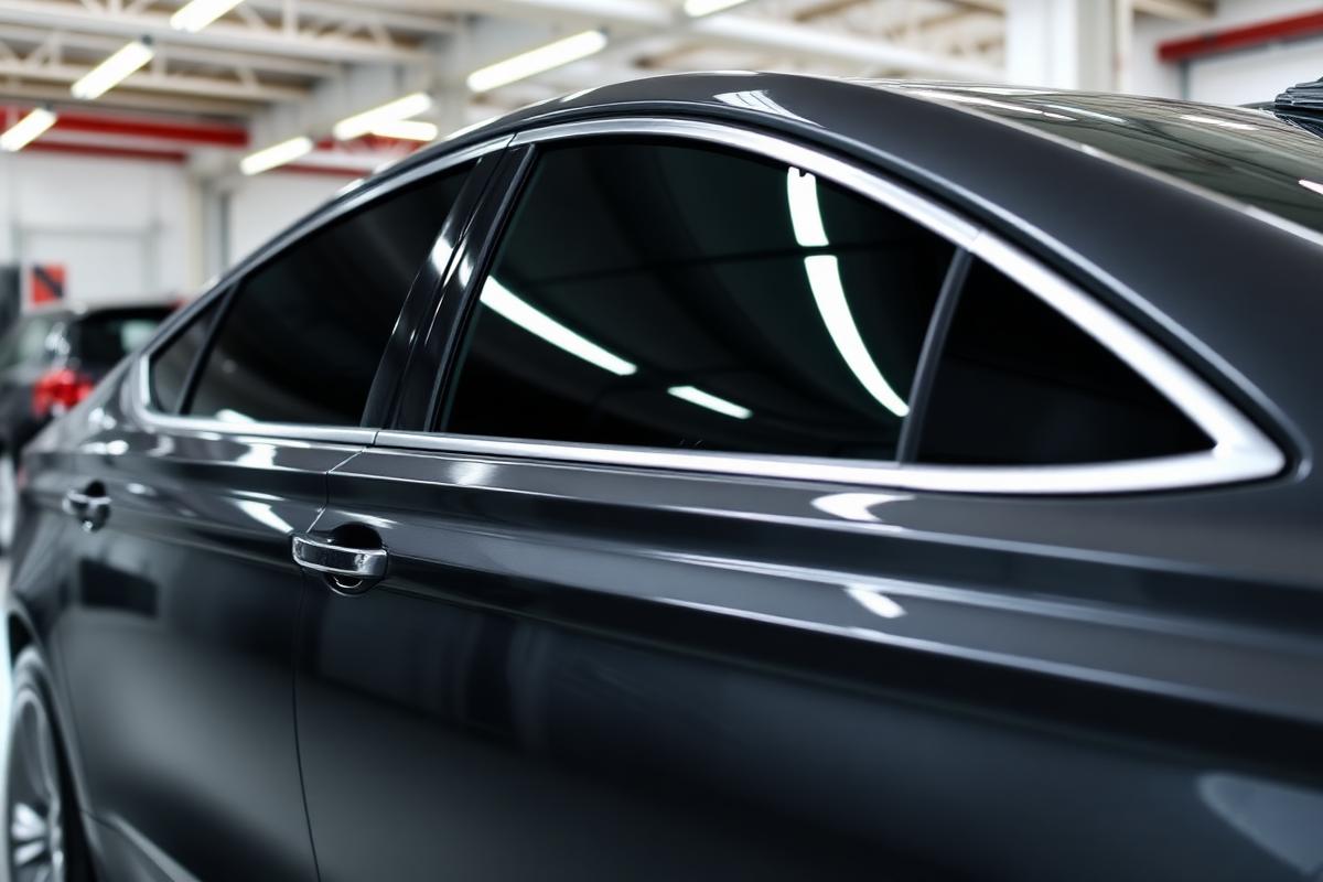 Sedan with freshly installed ceramic window tint at the Collision Pros Hawthorne California shop
